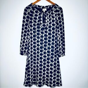 Anthropologie Moulinette Soeurs Navy and Cream Circle Pattern Dress Size 6